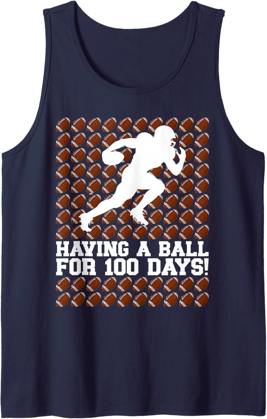 100 Days of School Football Having a Ball 100 Days Smarter Sleeveless Tank Top - Navy Blue
