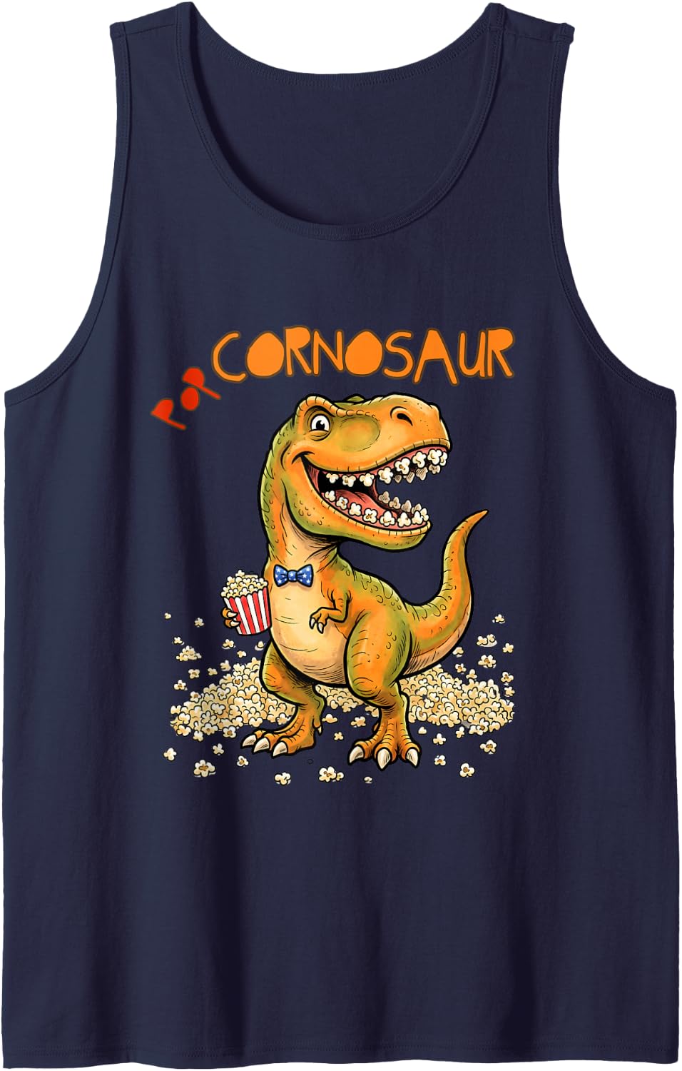 Dinosaur Popcorn Funny Sleeveless Tank Top - Navy Blue
