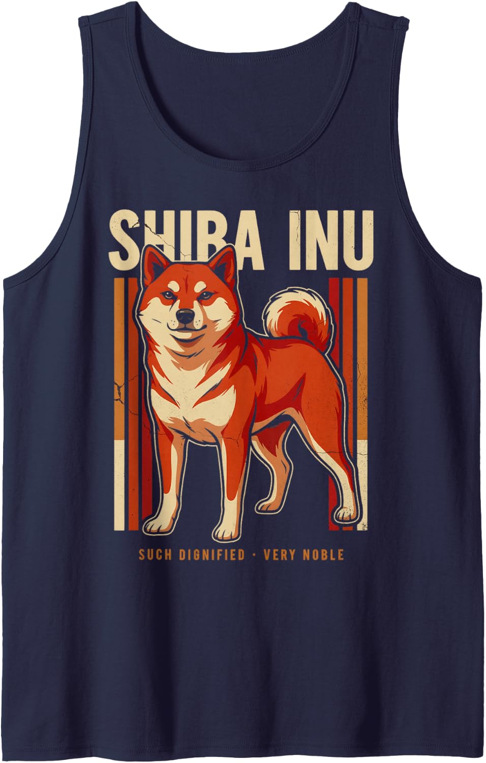 Shiba Inu Such Dignified Very Noble Sleeveless Tank Top - Navy Blue