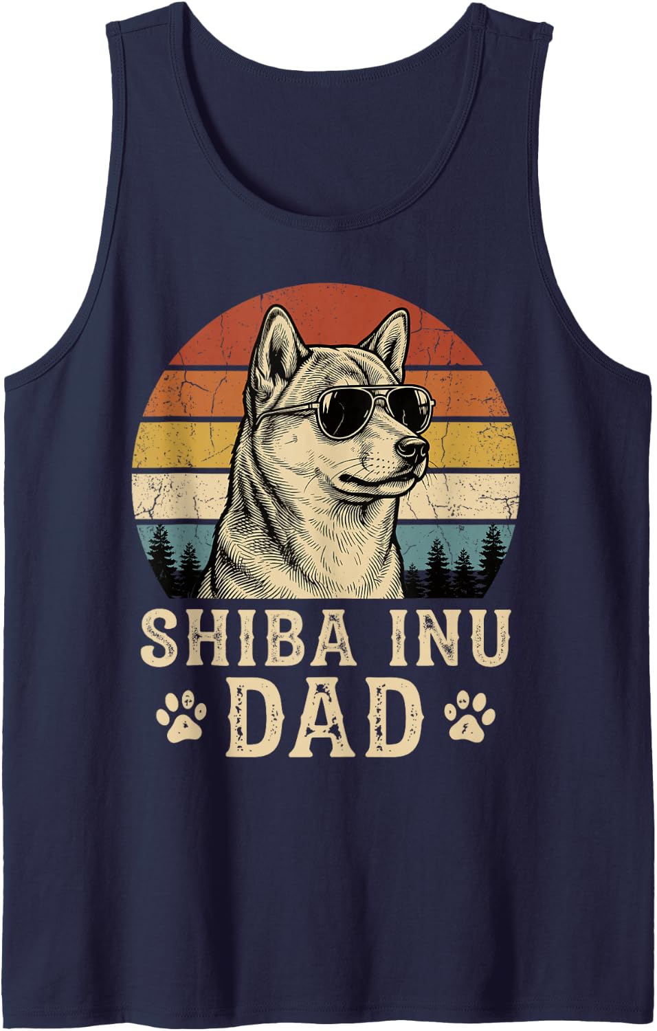Shiba Inu Dad Sleeveless Tank Top - Navy Blue