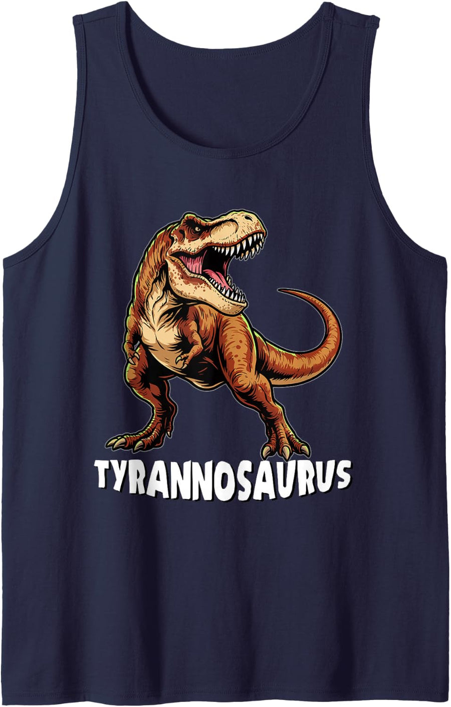 Tyrannosaurus Rex Dinosaur Sleeveless Tank Top - Navy Blue
