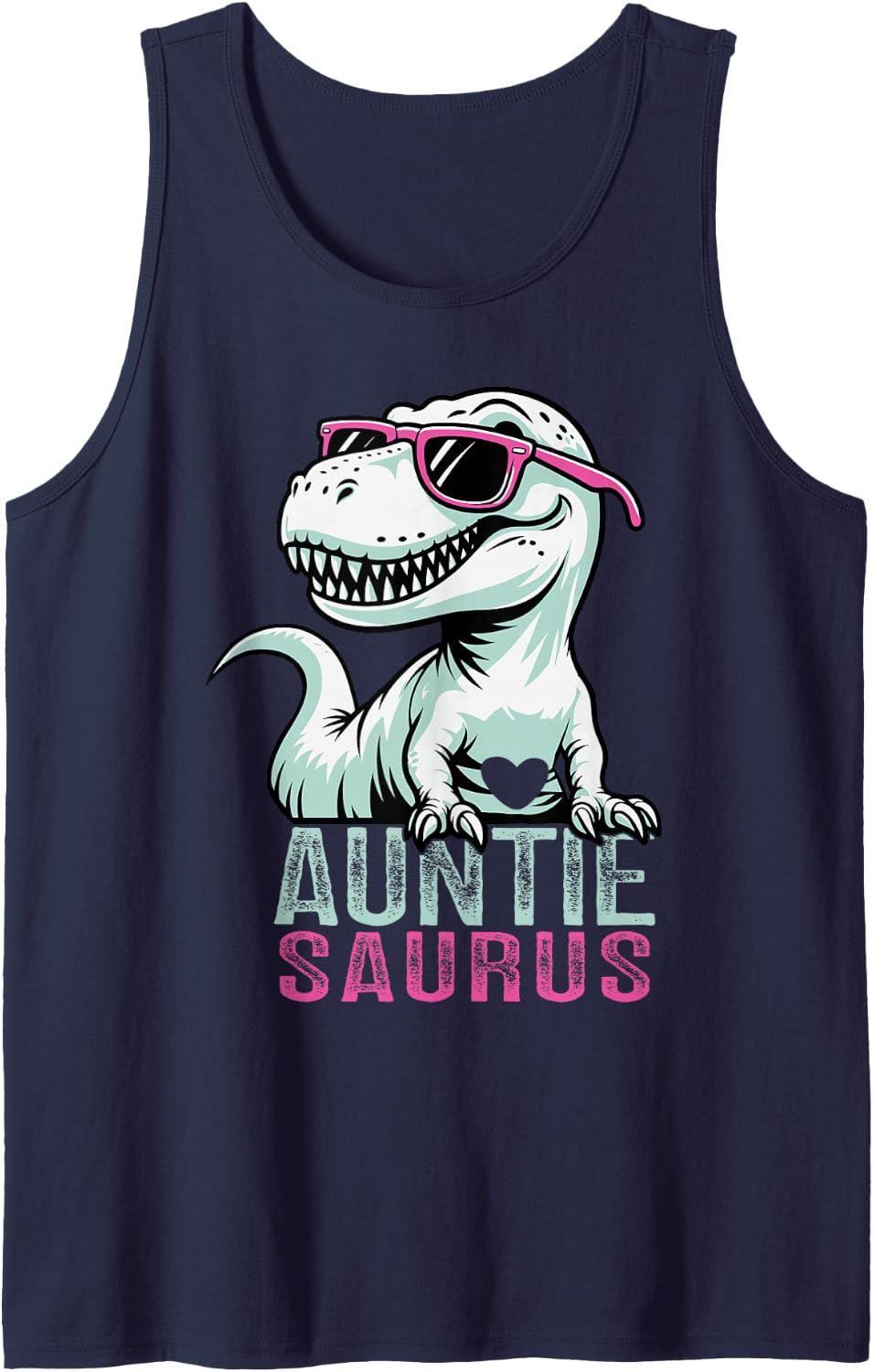 Auntiesaurus T Rex Dinosaur Auntie Saurus Family Matching Tank Top - Navy Blue