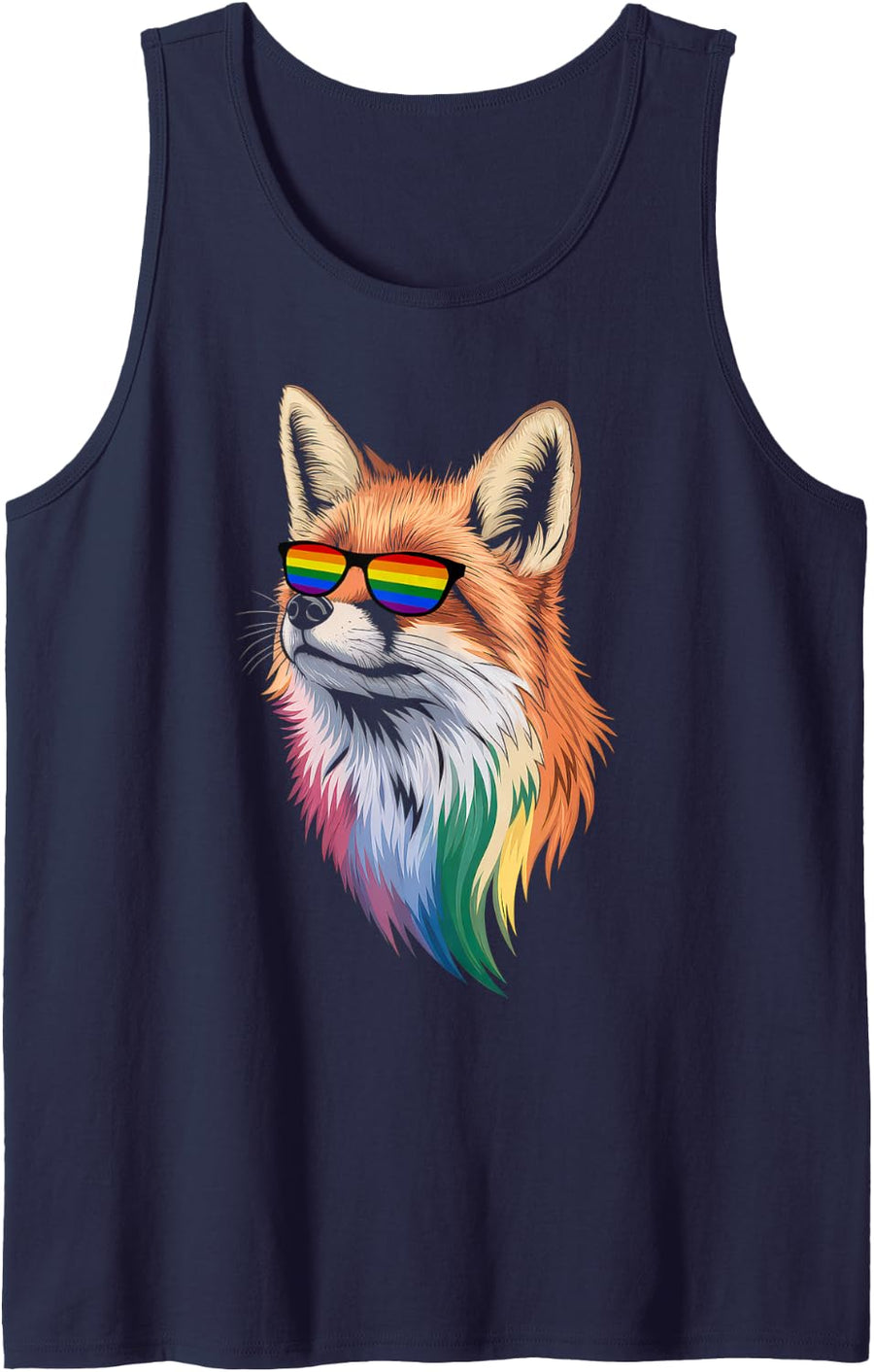 LGBTQ Gift Equality Ally Lesbian Queer Transgender Fox Tank Top - Navy Blue