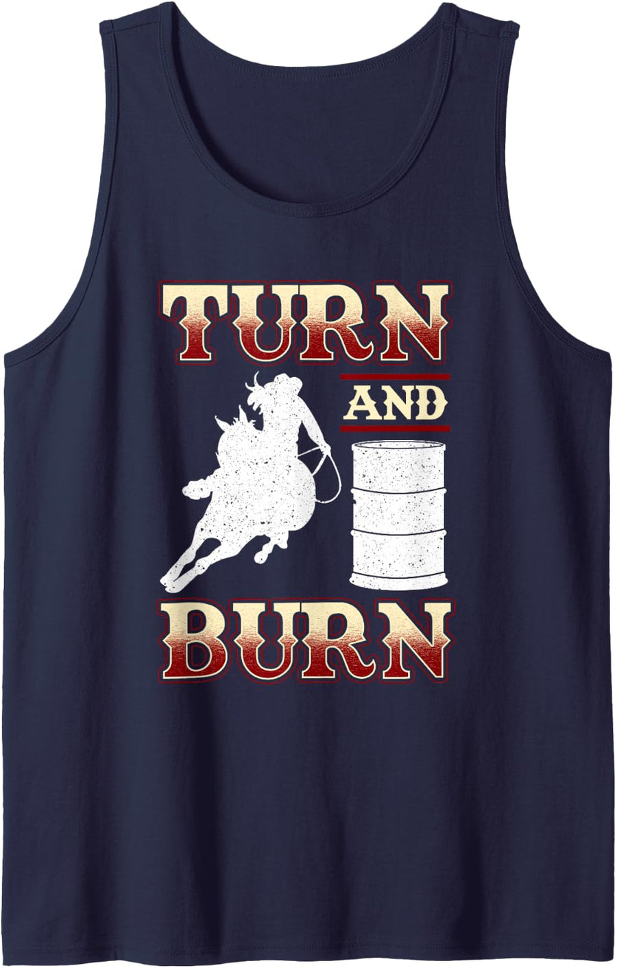 Turn and Burn Barrel Racing Rodeo Racer Tank Top - Navy Blue
