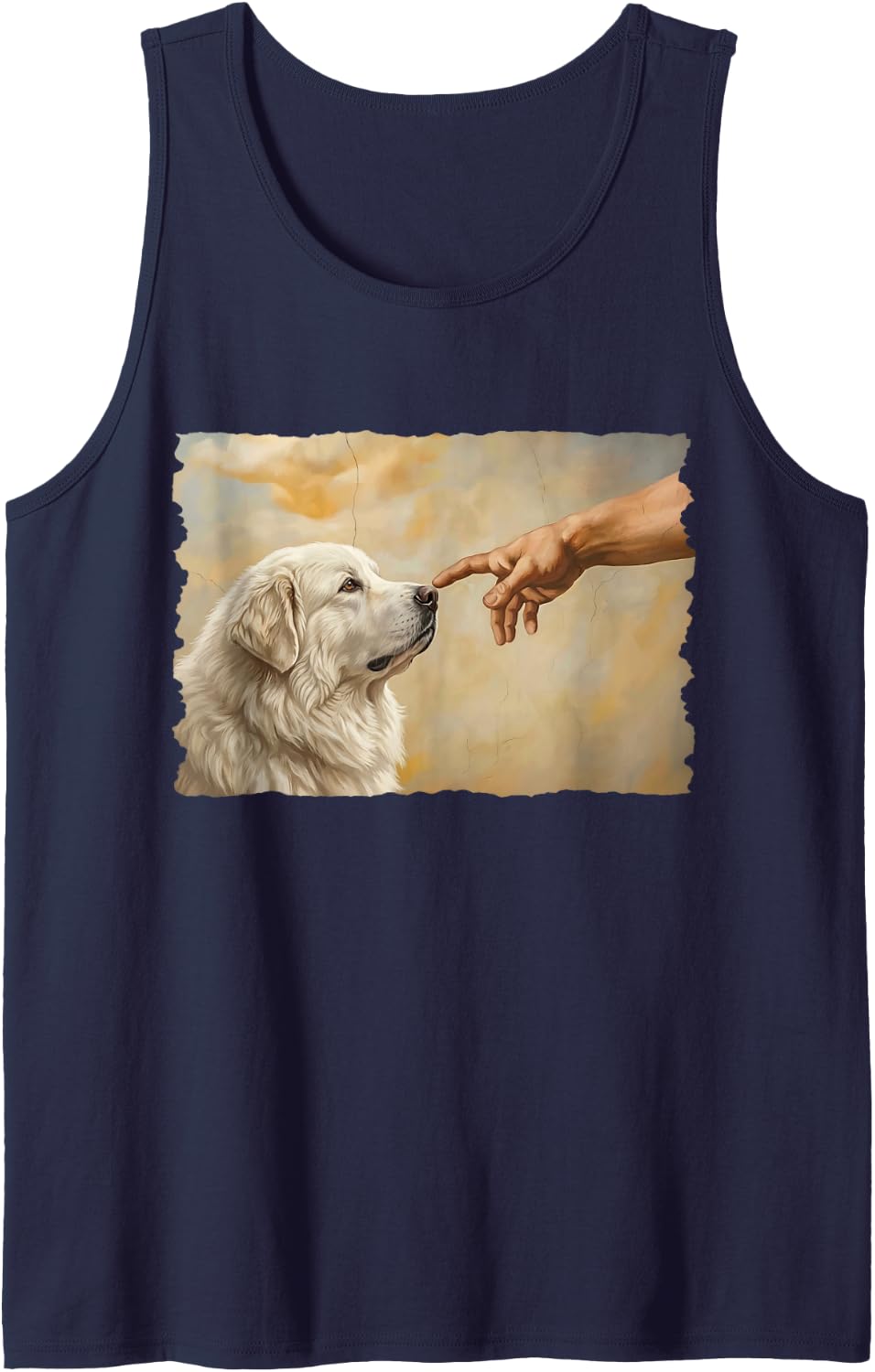 Great Pyrenees The Creation Sleeveless Tank Top - Navy Blue