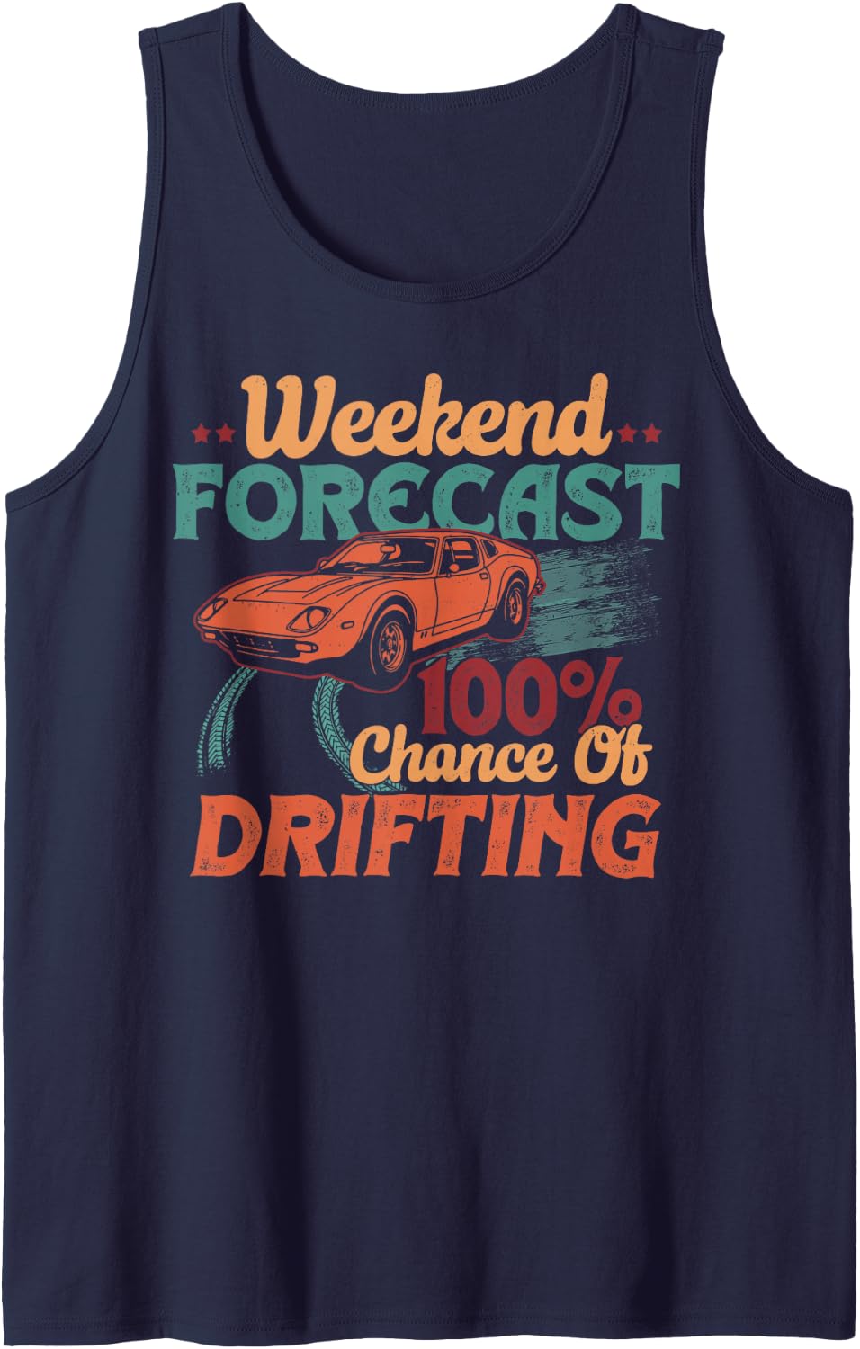 Drifting Car Drift Rc Burnout Remote Control Racing Sleeveless Tank Top - Navy Blue