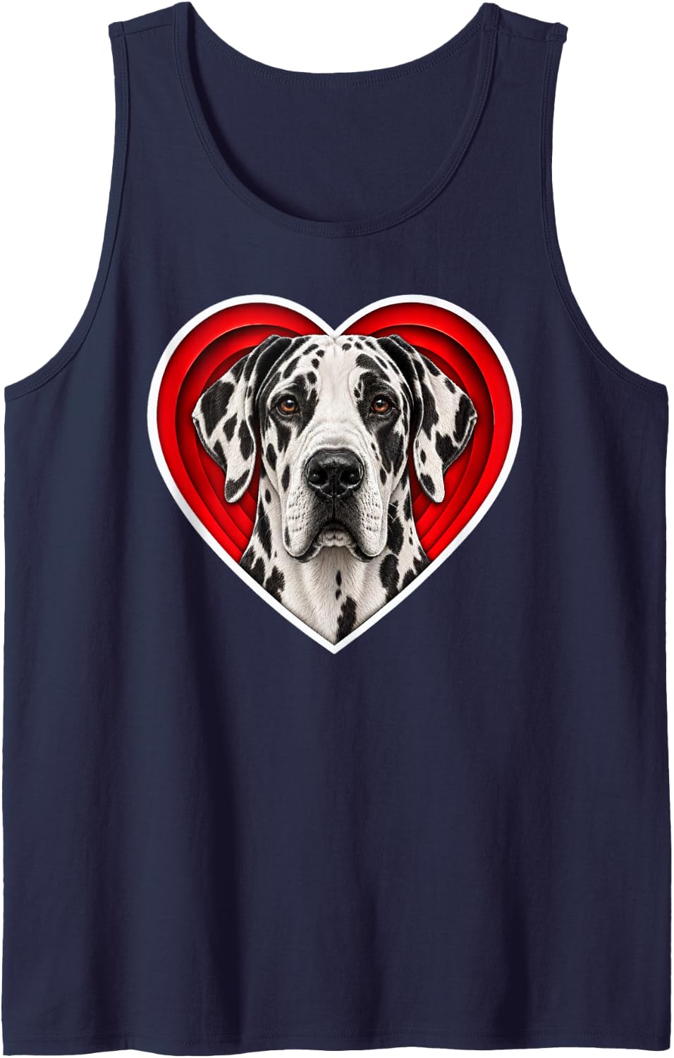 Harlequin Great Dane Heart Sleeveless Tank Top - Navy Blue