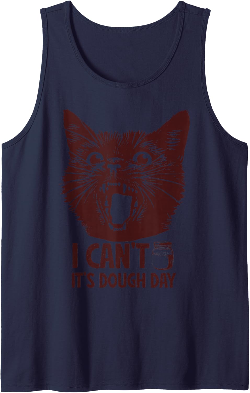 Dough Day Funny Sourdough Bread Starter Baking Day Baker Cat Sleeveless Tank Top - Navy Blue