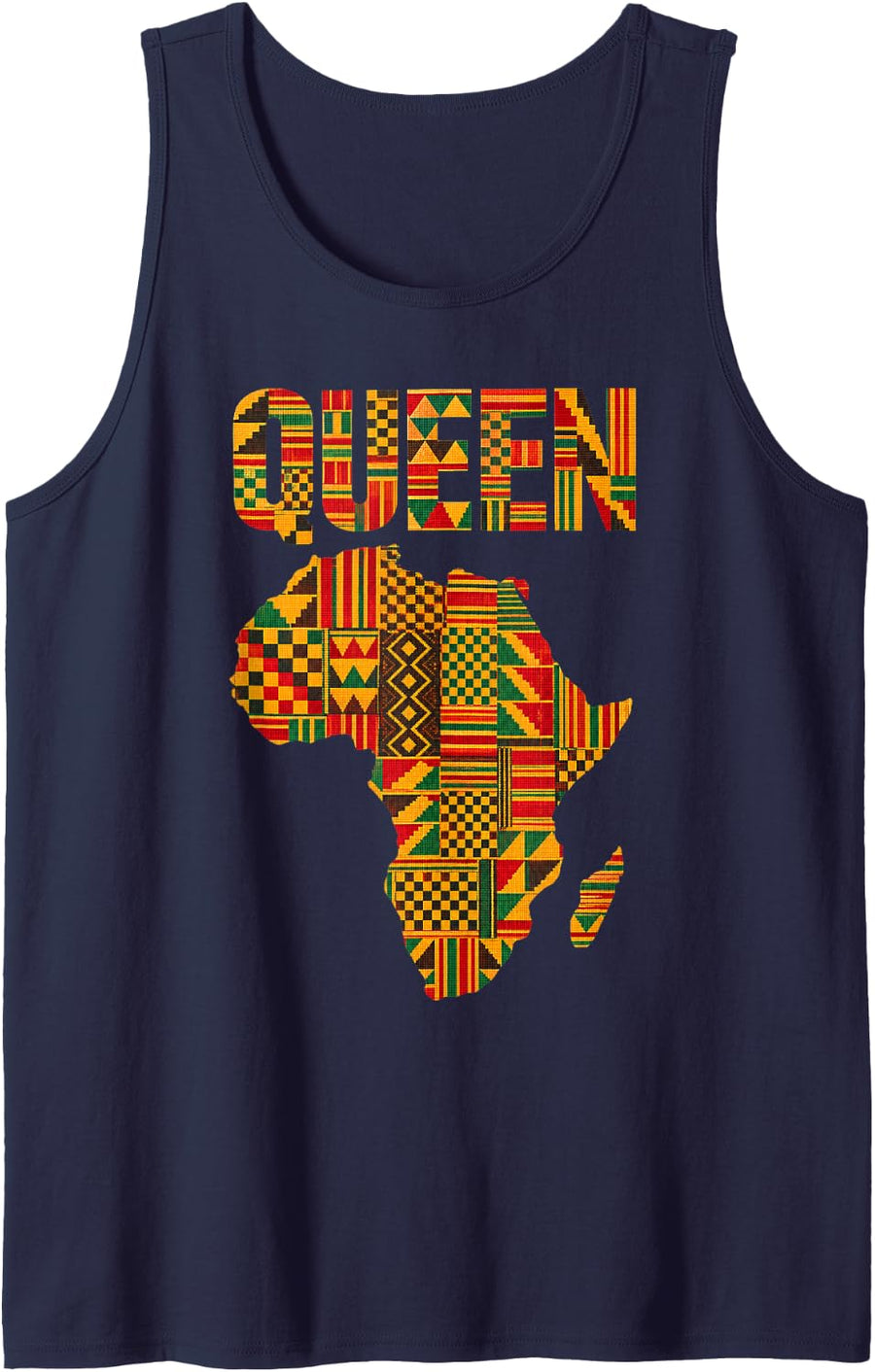 African Queen Kente Cloth Heritage Pride Women Girl Kid Sleeveless Tank Top - Navy Blue