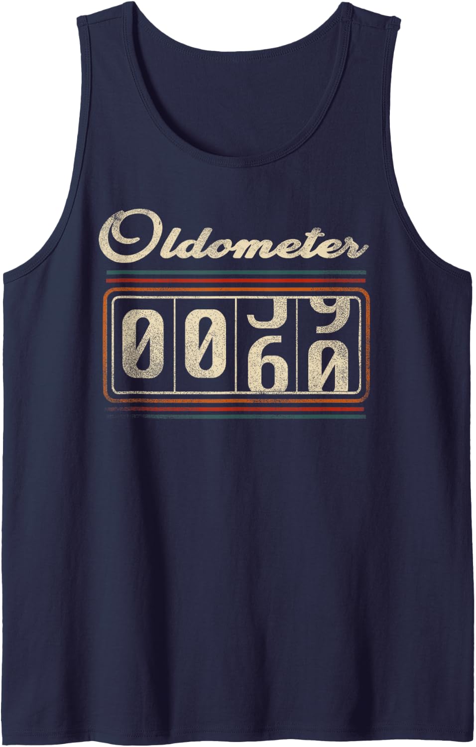 Oldometer 60th Birthday Dad Funny Retro Odometer Sleeveless Tank Top - Navy Blue