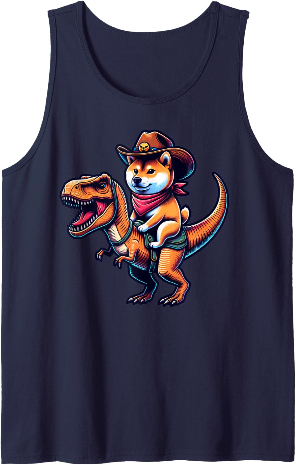Funny Shiba Inu Sleeveless Tank Top - Navy Blue