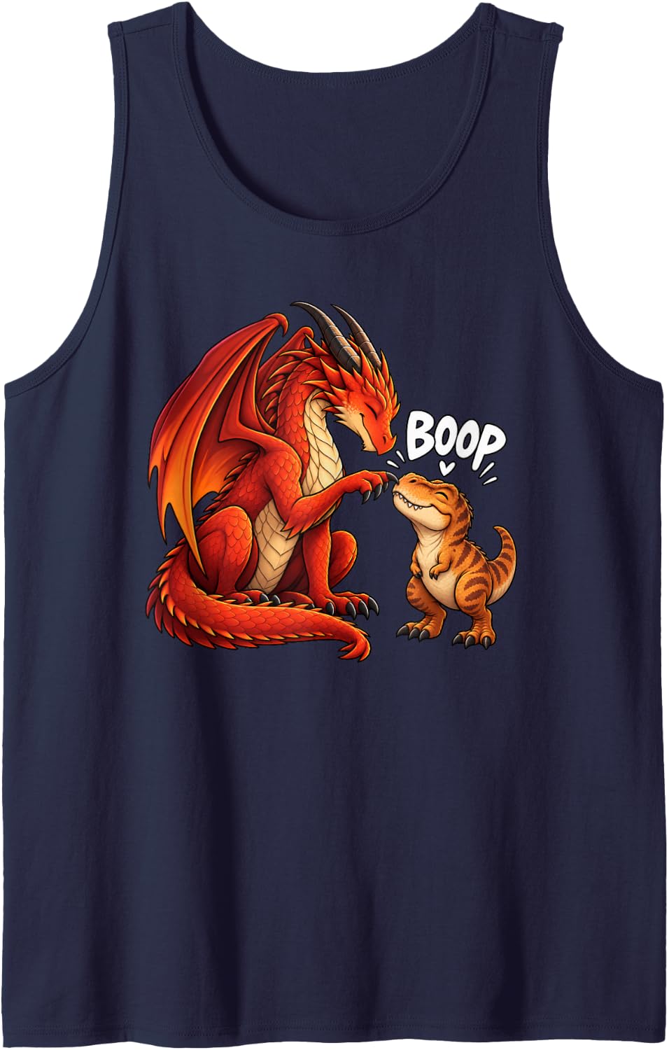 Boop Dragon T-Rex Dinosaur Funny Sleeveless Tank Top - Navy Blue