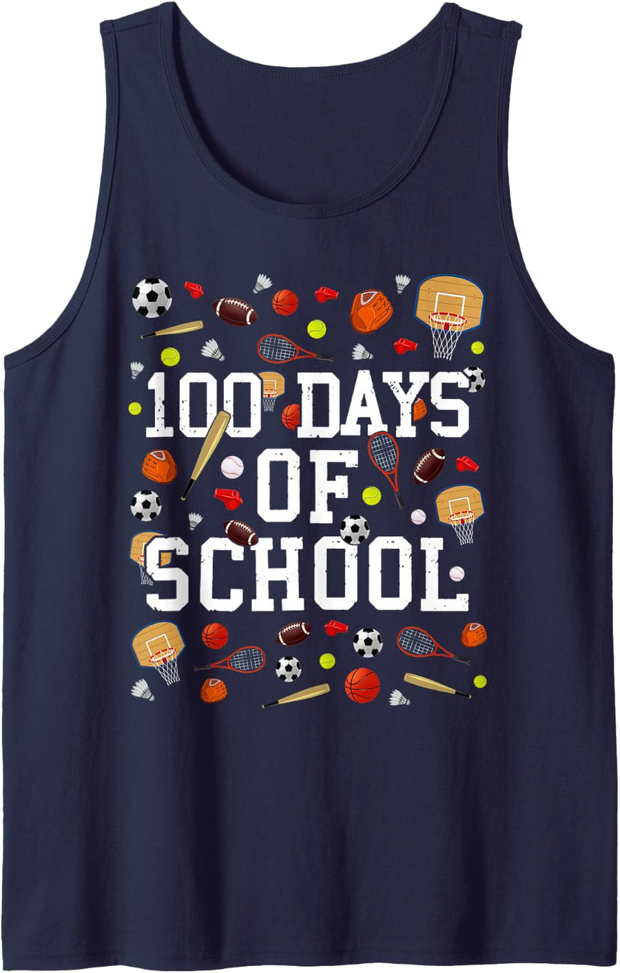 100 Days of School Sport 100th Day of School Kids Boys Sleeveless Tank Top - Navy Blue