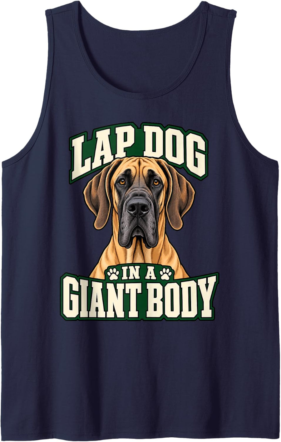 Great Dane Lap Dog in A Giant Body Dog Owner Funny Pup Sleeveless Tank Top - Navy Blue