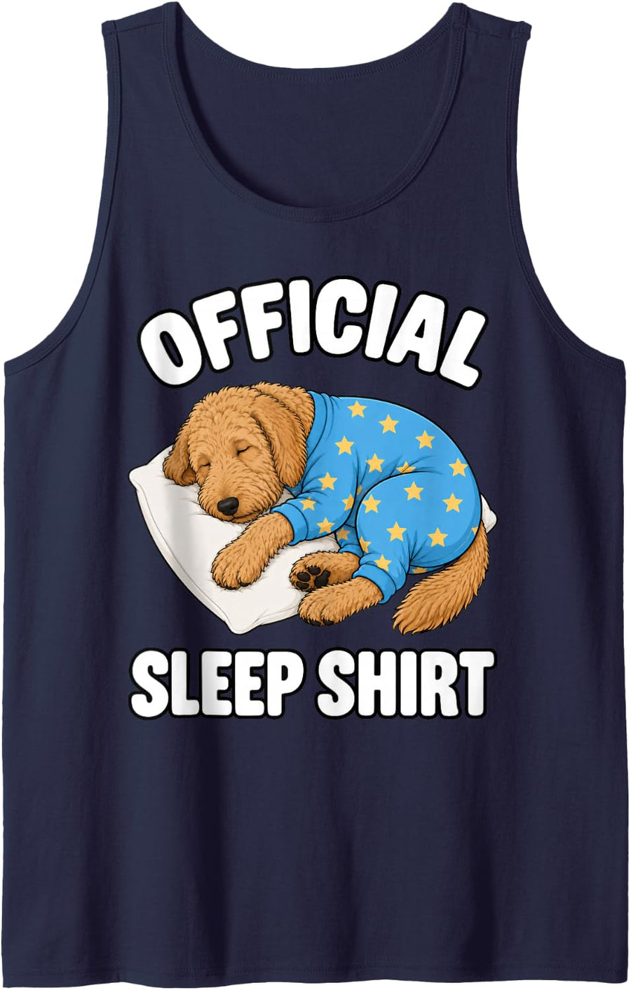 Goldendoodle Sleeping in Pajamas Official Sleepshirt Cute Sleeveless Tank Top - Navy Blue
