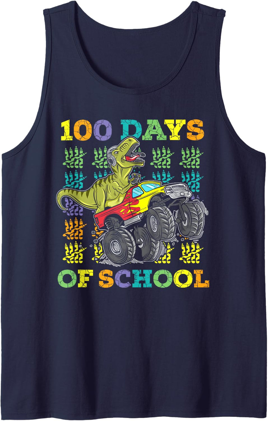 100 Days of School Trex 100 Days Smarter 100th Day of School Sleeveless Tank Top - Navy Blue