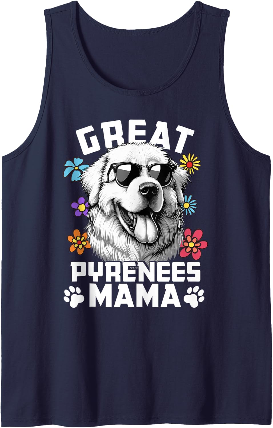 Great Pyrenees Dog Breed Great Pyrenees Mama Sleeveless Tank Top - Navy Blue