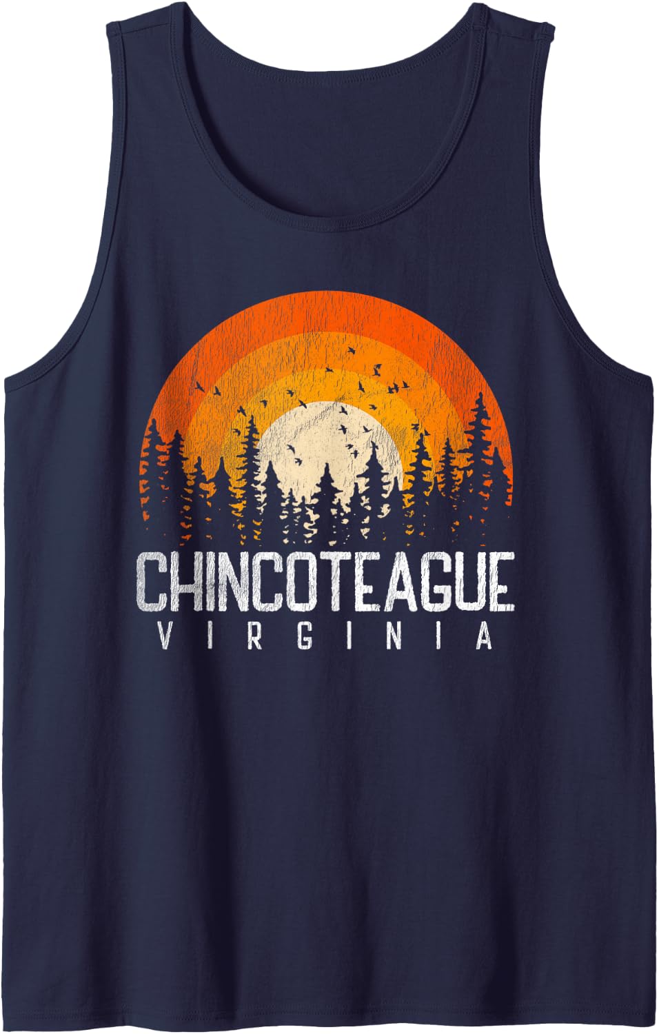 Chincoteague Virginia VA Shirt Vintage 80s 90s Retro Gift Tank Top - Navy Blue