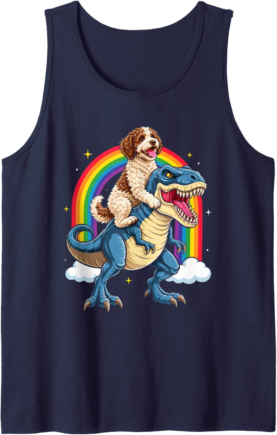 Lagotto Romagnolo Lover Dog Owner Dinosaur Lagotto Romagnolo Sleeveless Tank Top - Navy Blue