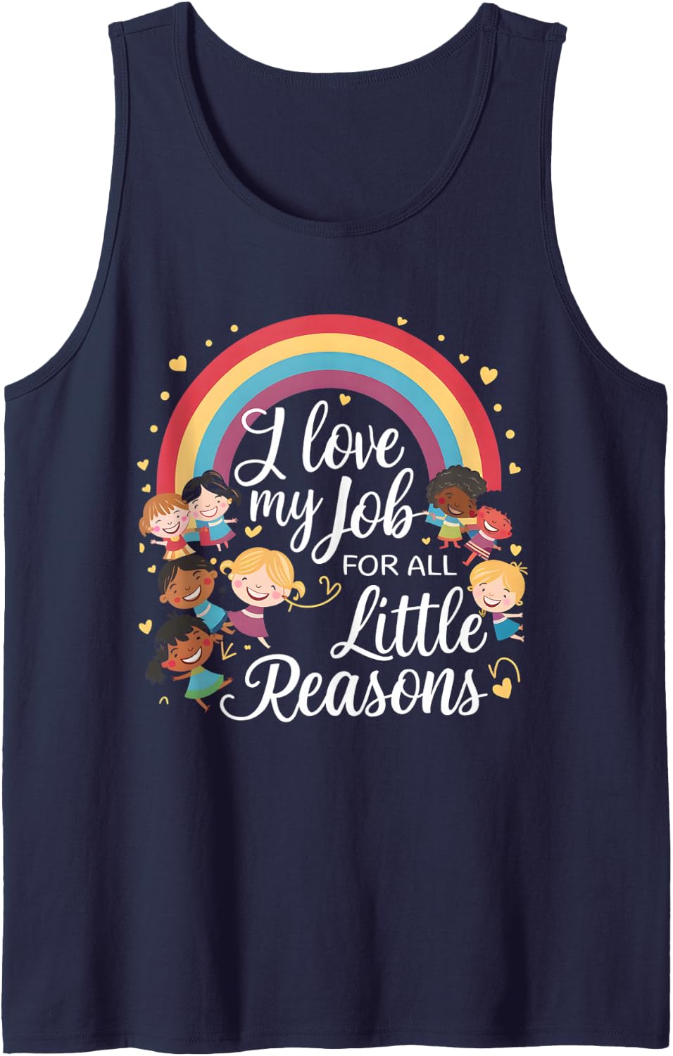 Funny Teacher I Love My Job for All The Little Reasons Sleeveless Tank Top - Navy Blue
