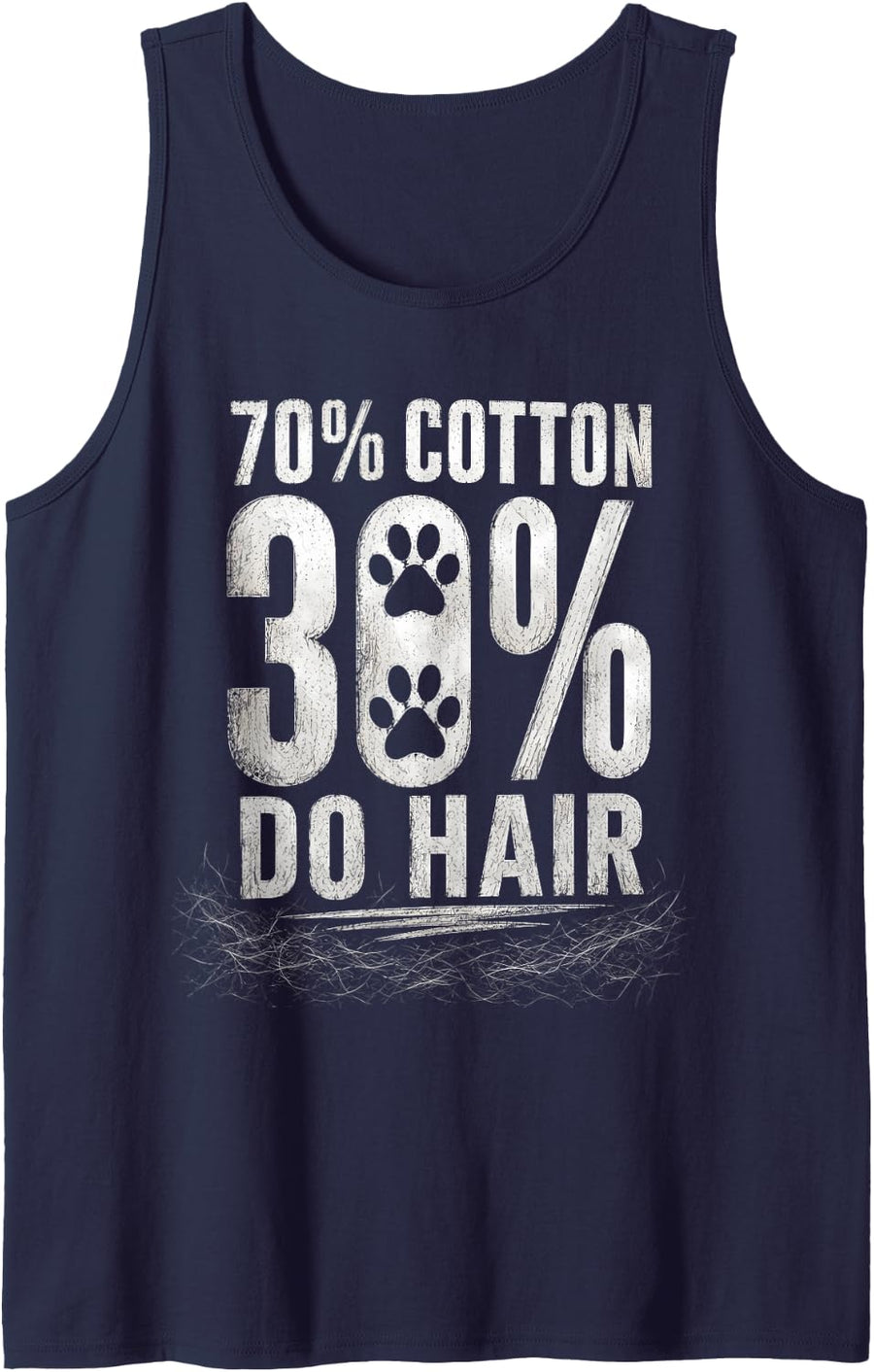 30% Dog Hair Funny Pet Owner Mom Sleeveless Tank Top - Navy Blue