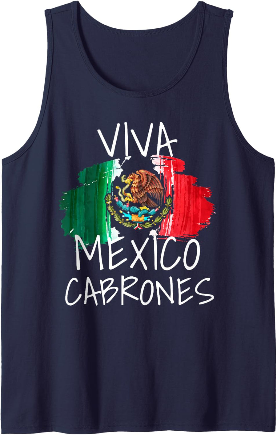 Viva Mexico Mexican Independence Day 15 September Cinco Mayo Sleeveless Tank Top - Navy Blue