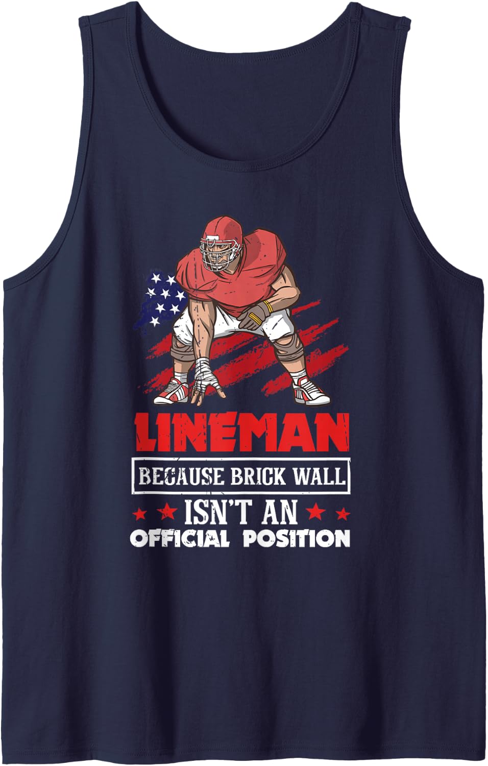 Lineman Because brickwall Isn't Official Position Football Sleeveless Tank Top - Navy Blue