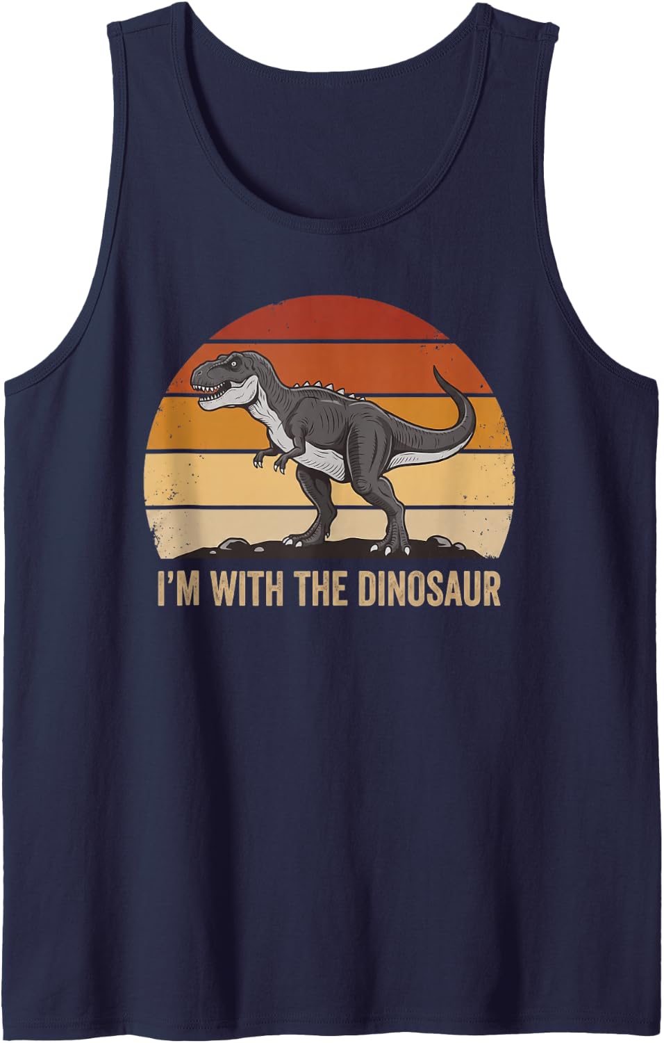 Dinosaur Costume I'm with The Dinosaur Family Halloween Sleeveless Tank Top - Navy Blue