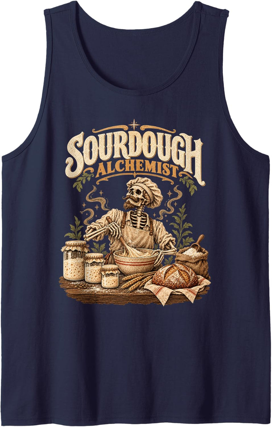 Sourdough Alchemist Bread Baker sourdough Starter Design Sleeveless Tank Top - Navy Blue
