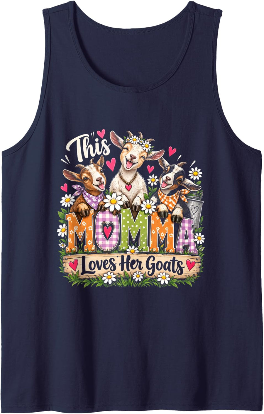 This moma Love her Goats Sleeveless Tank Top - Navy Blue
