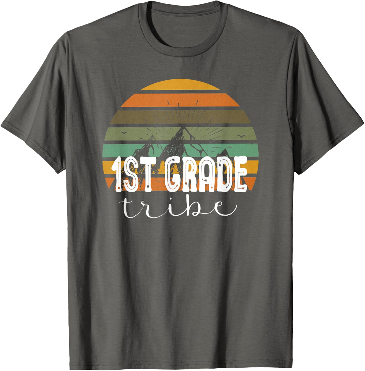 First Grade Tribe Teacher Student Team 1st Grade Retro T-Shirt - Asphalt Grey