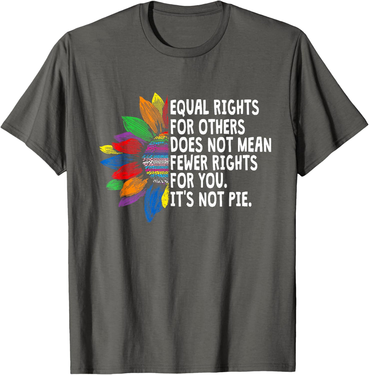 Rainbow Equal Rights Its Not Pie LGBT Pride Month T-Shirt Tees for Men Women - Asphalt Grey