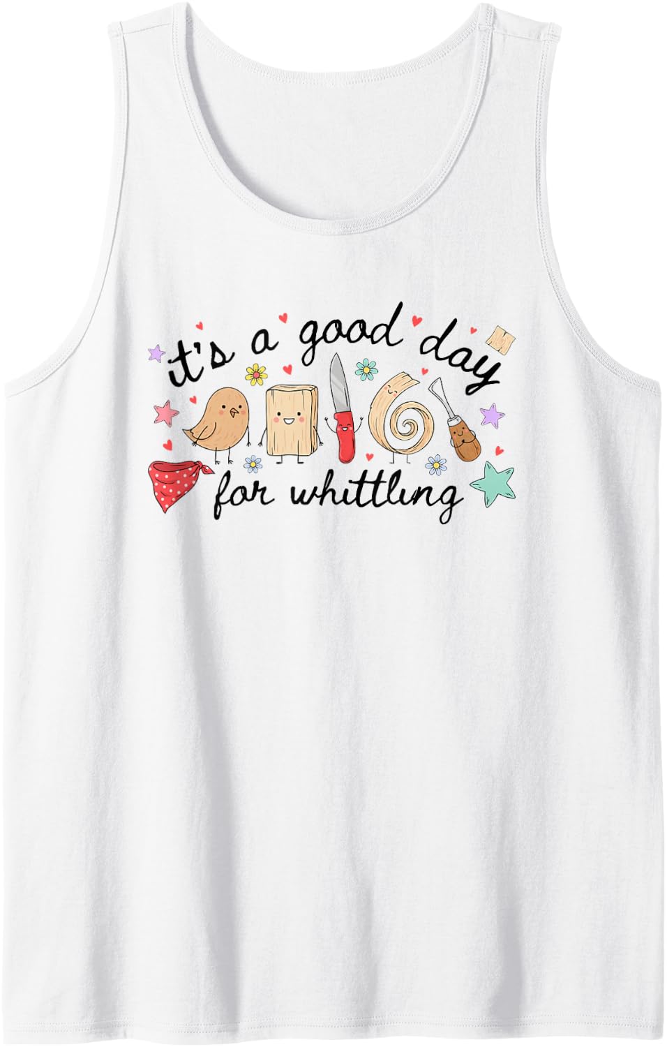 Whittling Carving Whittler Woodcarver Folk Stick Sleeveless Tank Top - White