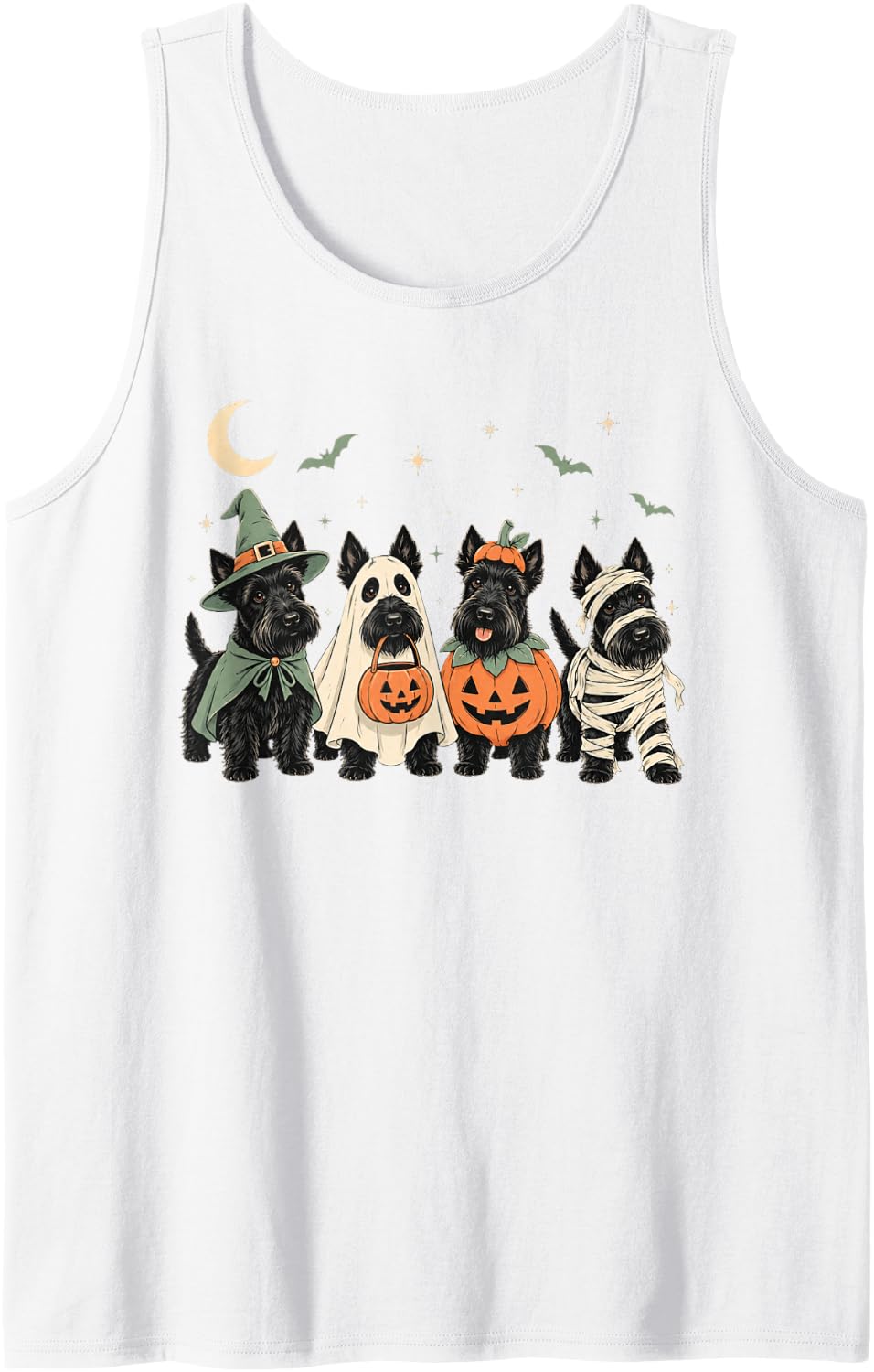 Scottie Dog Halloween Costume Funny Terrier Sleeveless Tank Top - White