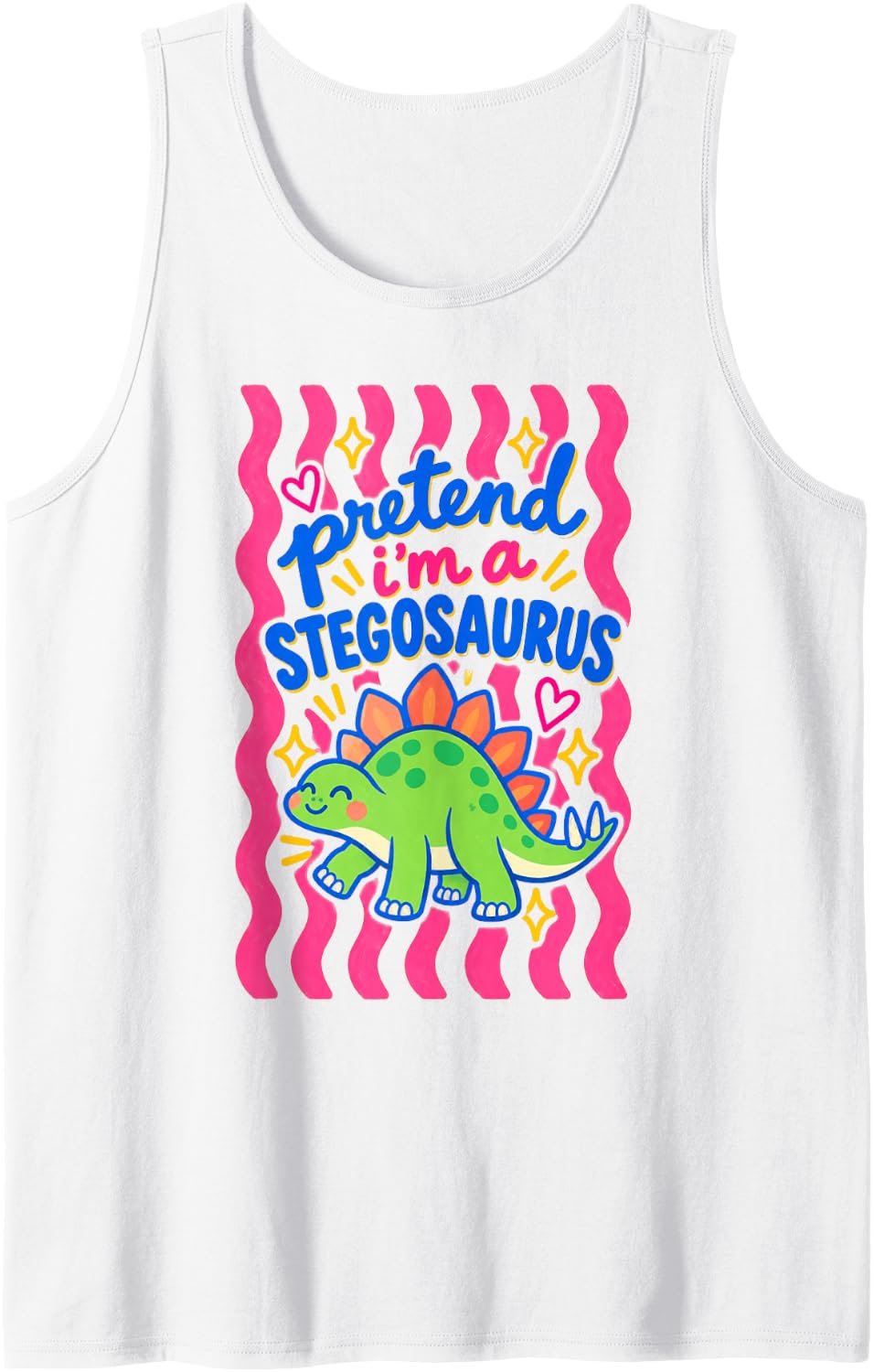 Pretend I'm a Stegosaurus Funny Retro Dinosaur Costume Sleeveless Tank Top - White