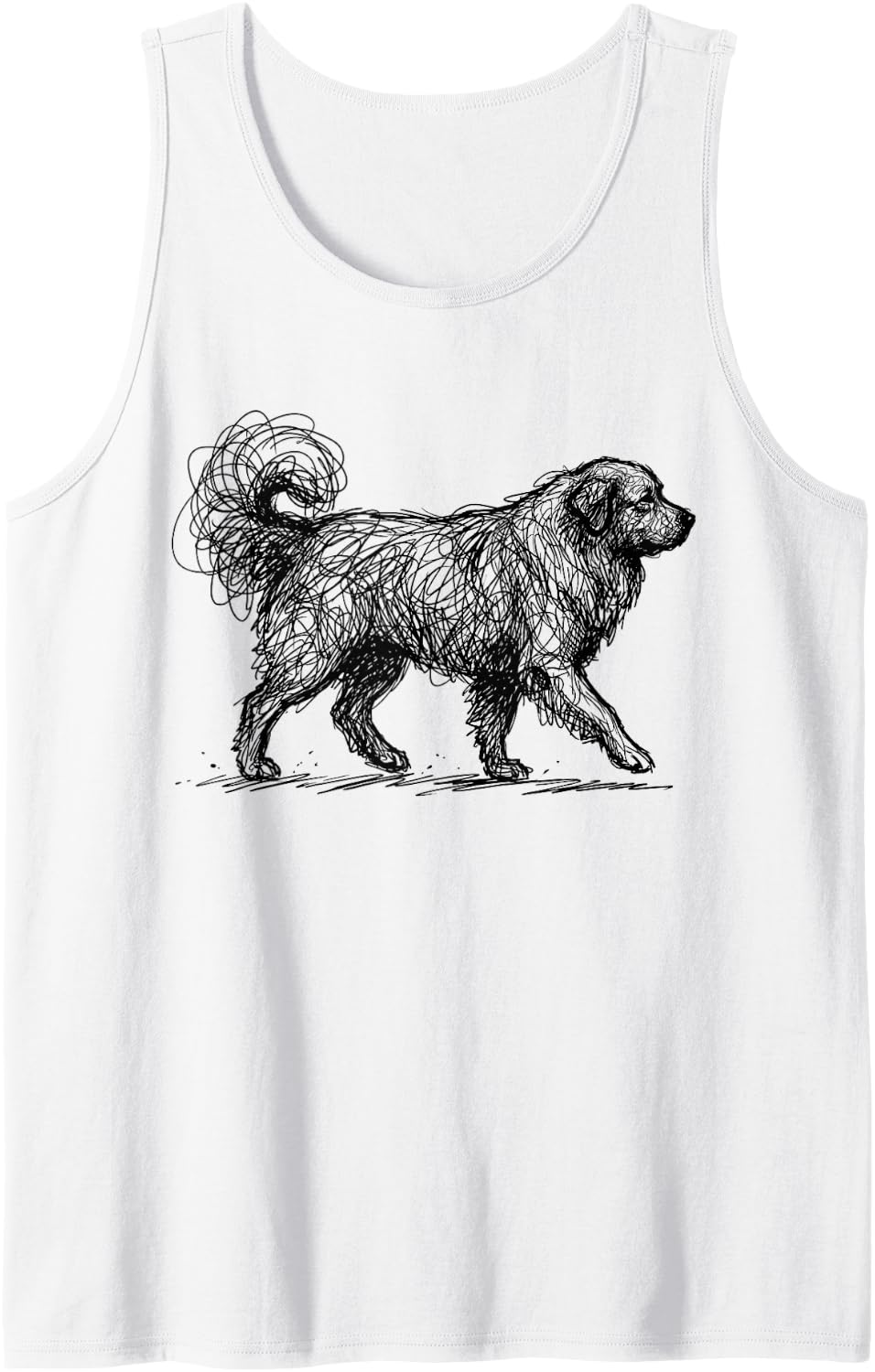 Great Pyrenees Illustration Sleeveless Tank Top - White