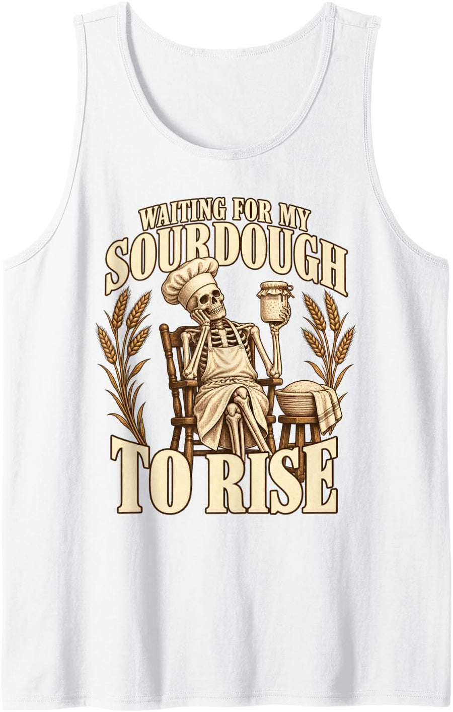 Funny Sourdough Halloween Skeleton Baker Sleeveless Tank Top - White