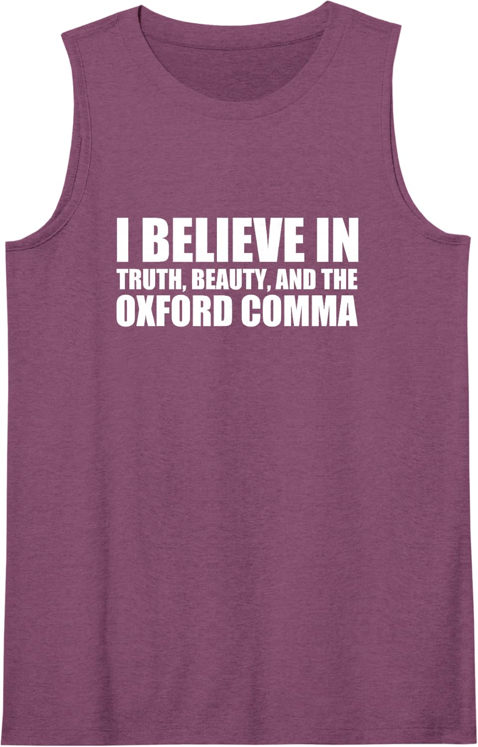 Funny Oxford Comma Grammar Joke Tank Top - Purple