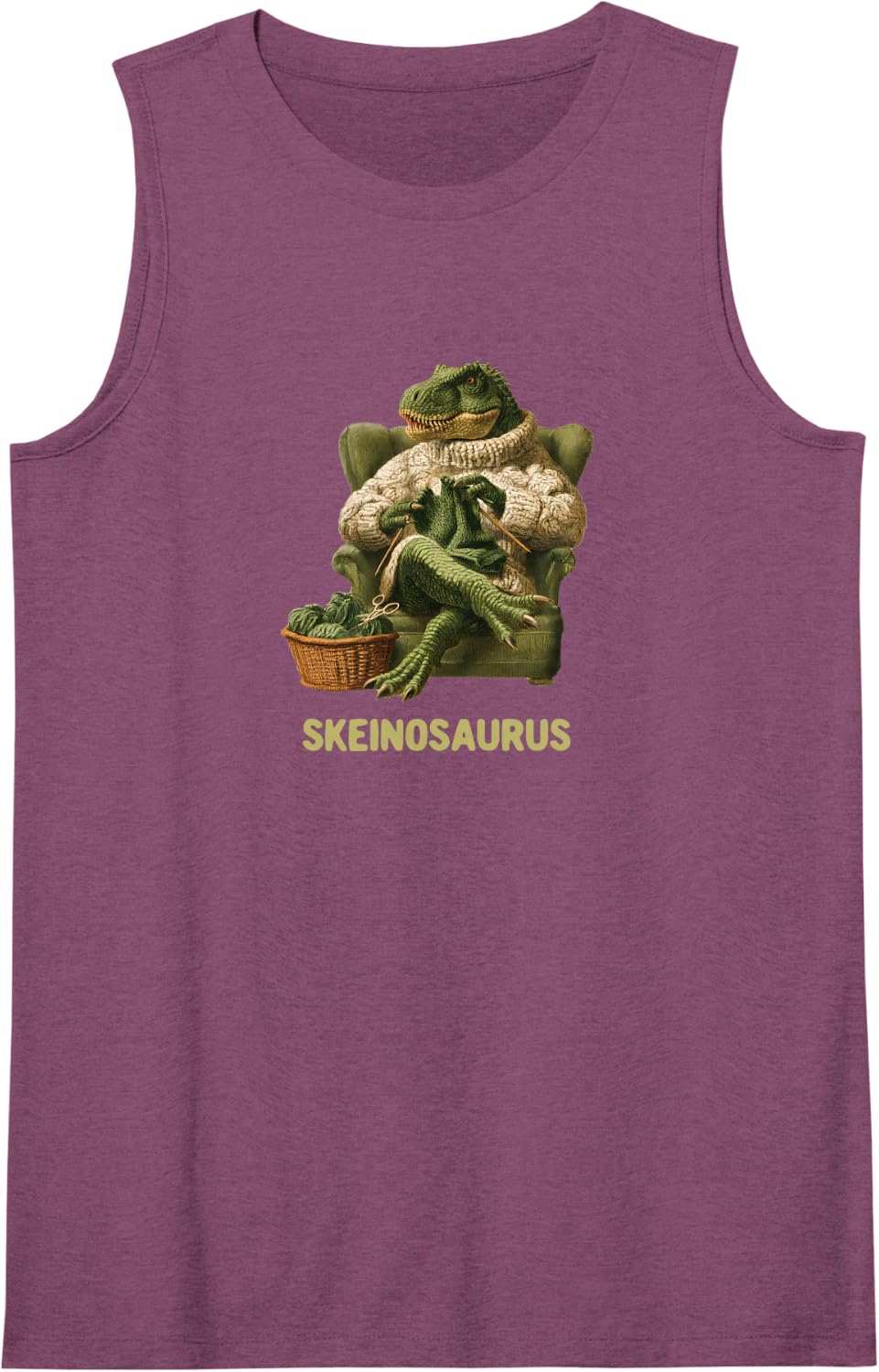 Knitters SKEINOSAURUS Yarn Collector Cozy Knitting Dinosaur Sleeveless Tank Top - Purple