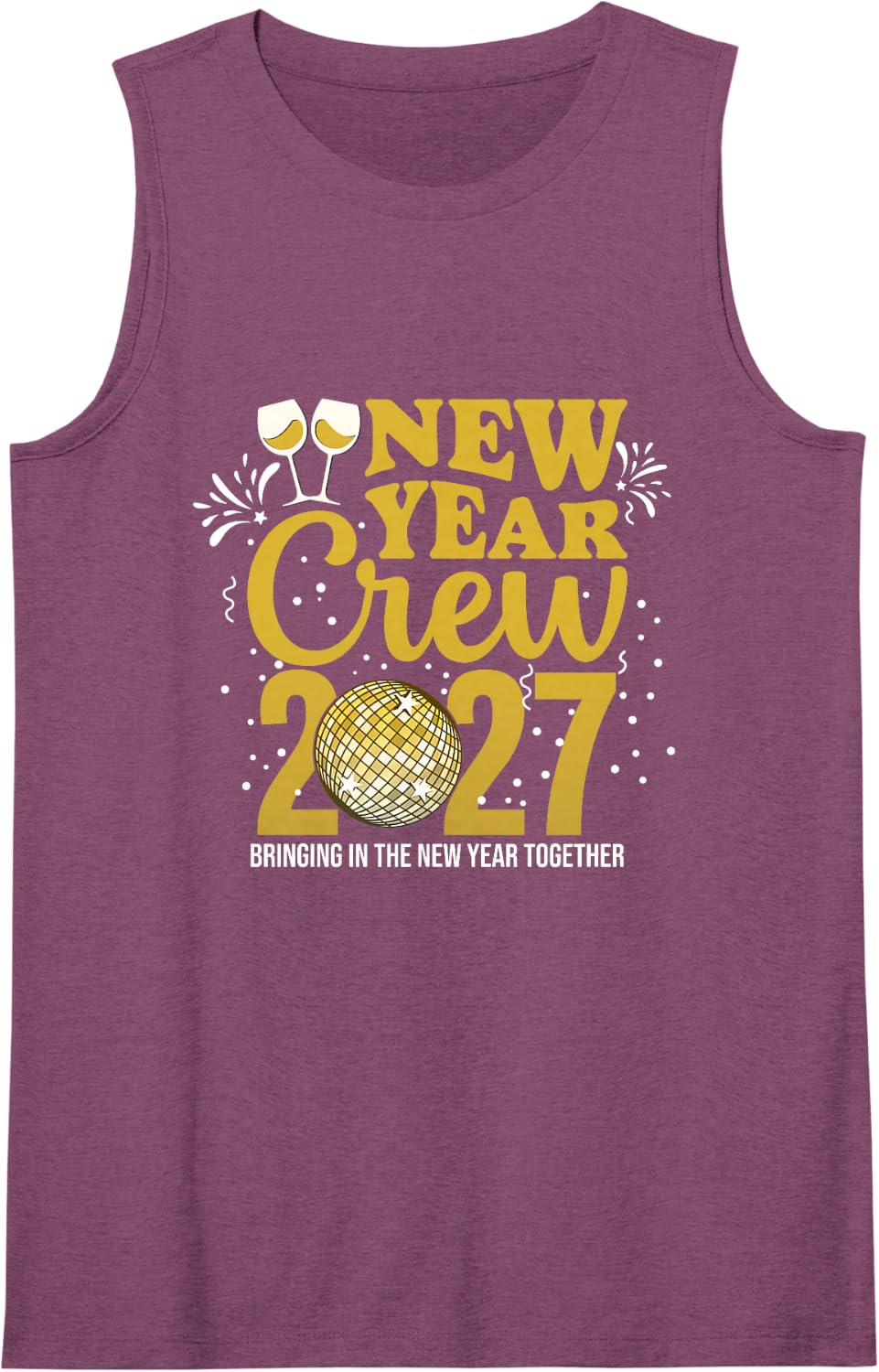 New Year Crew 2027 Party Matching Disco Ball Sleeveless Tank Top - Purple