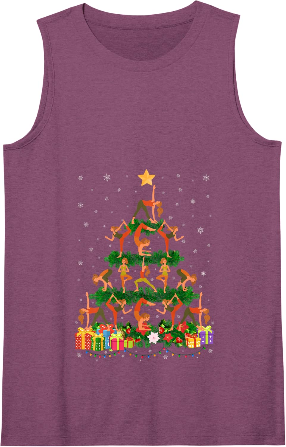 Funny Xmas Outfit for Yoga Lovers Ugly Christmas Sweater Tank Top - Purple