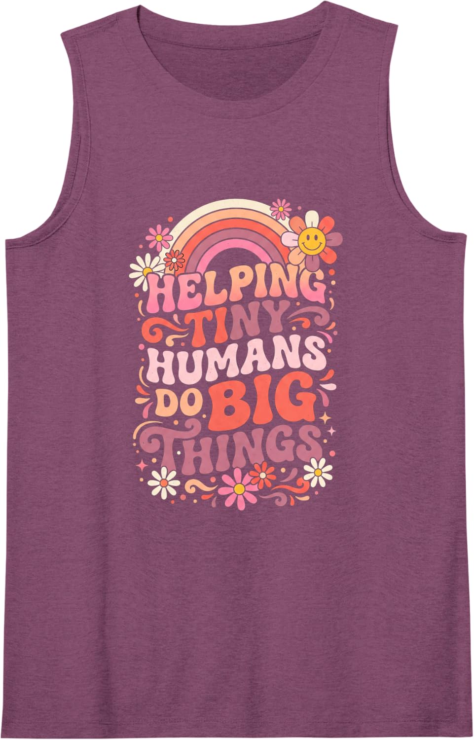 Women's Helping Tiny Humans Do Big Things Teacher Sleeveless Tank Top - Purple