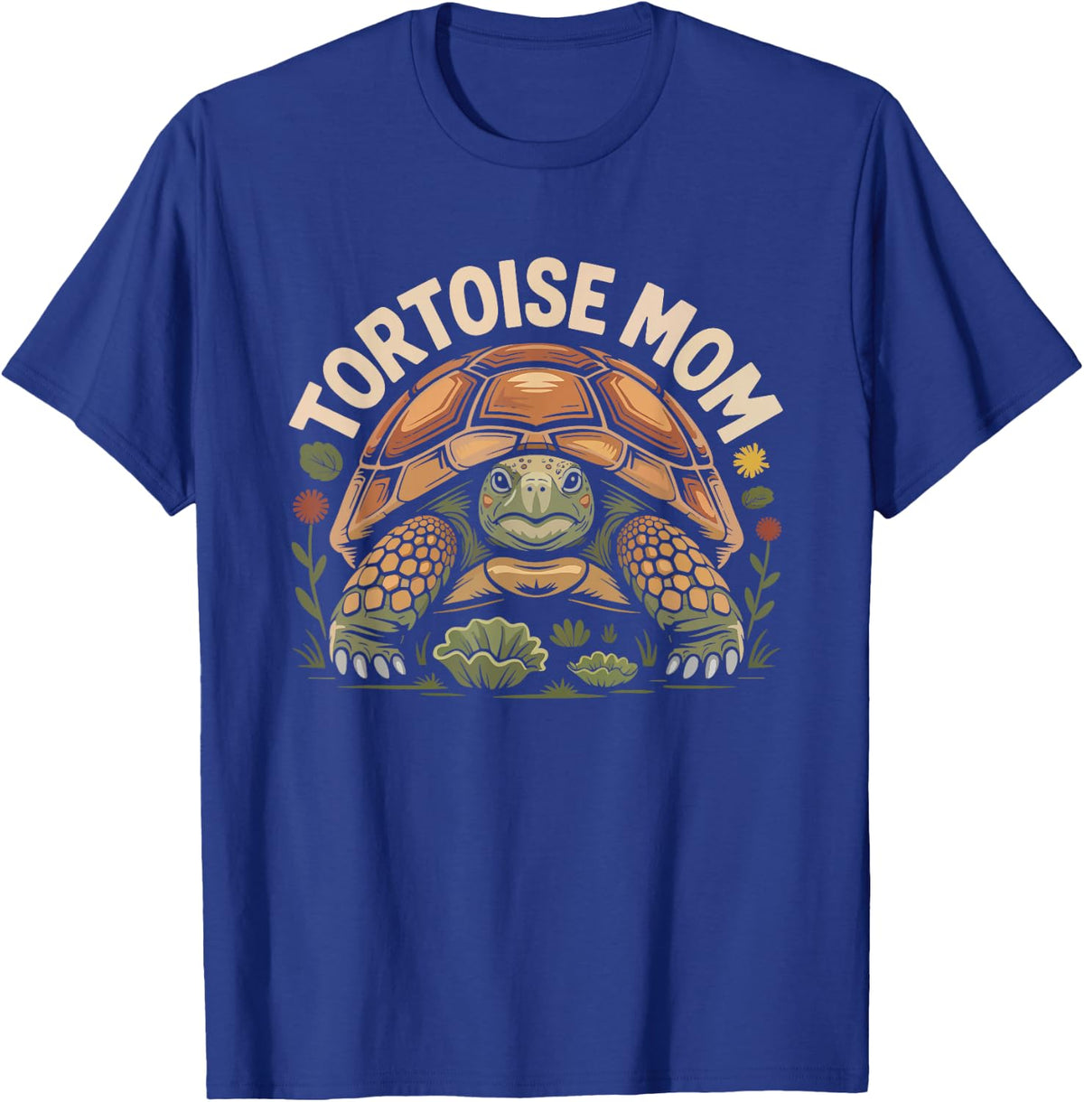Tortoise Mom Cute Portrait Illustration Exotic Pet Reptile T-Shirt - Royal Blue
