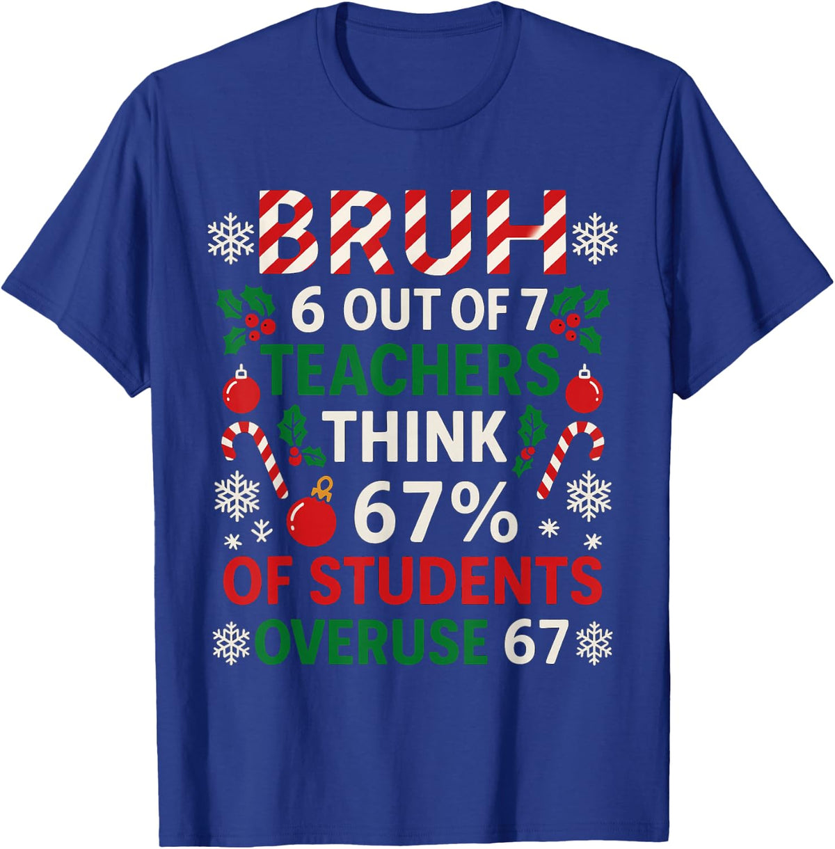 6 Out of 7 Teachers Funny Ugly Christmas Sweater 67 T-Shirt - Royal Blue
