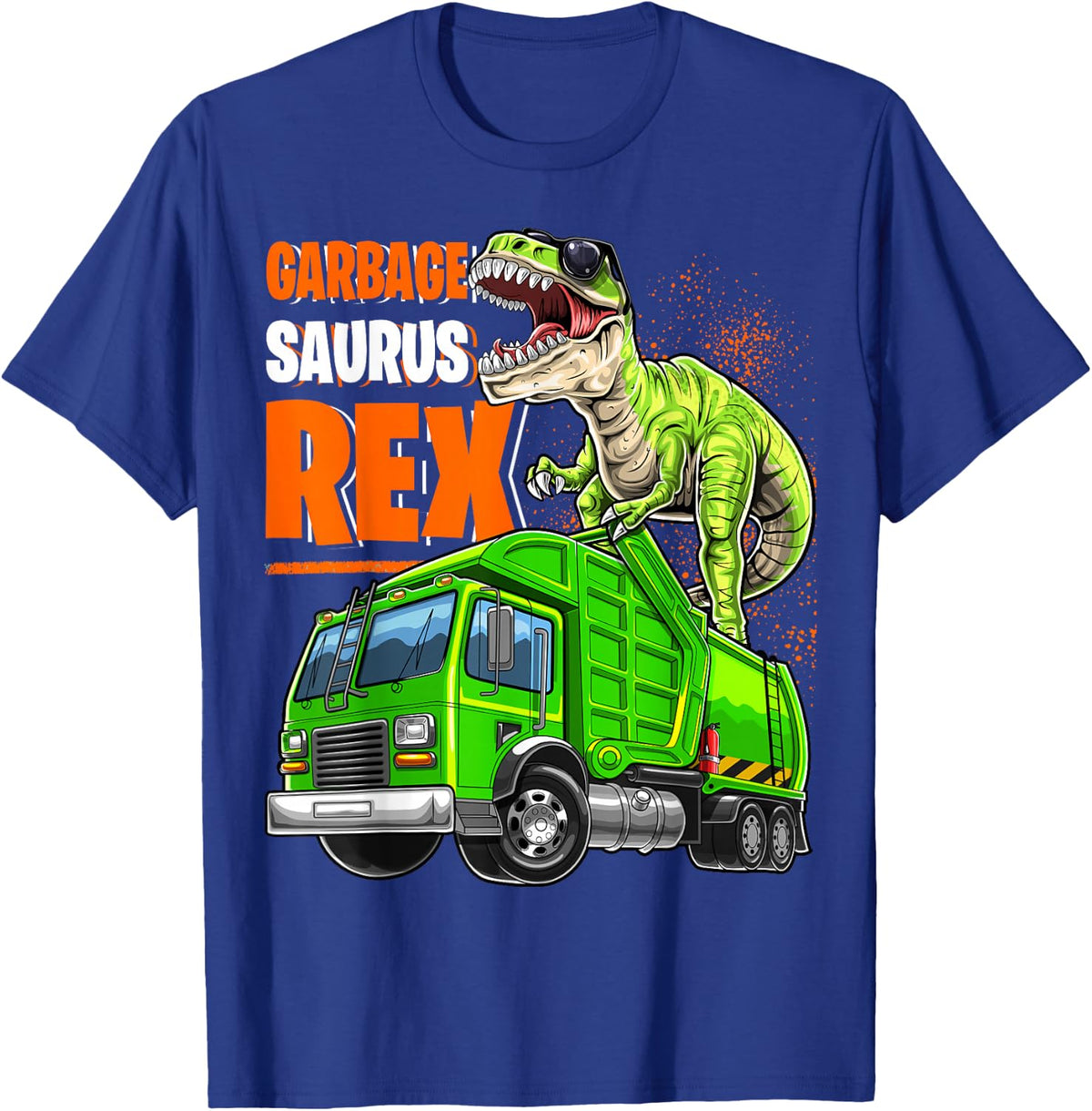 Garbage Saurus Rex T Rex Dinosaur Funny Garbage Truck Boys T-Shirt - Royal Blue