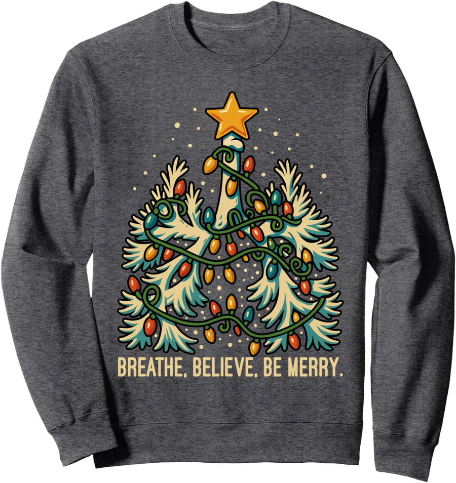 Christmas Respiratory Therapy Crew Xmas RT Nurse Sweatshirt - Adult Unisex Dark Heather Grey
