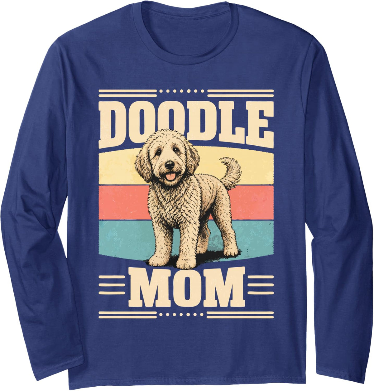 Labradoodle Women Doodle Mom Long Sleeve T-Shirt - Adult Unisex Navy Blue
