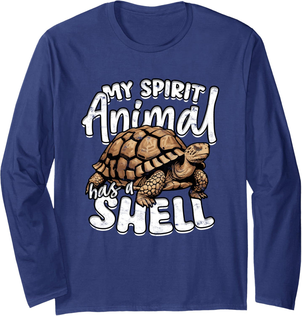 Russian Tortoise Long Sleeve T-Shirt - Adult Unisex Navy Blue