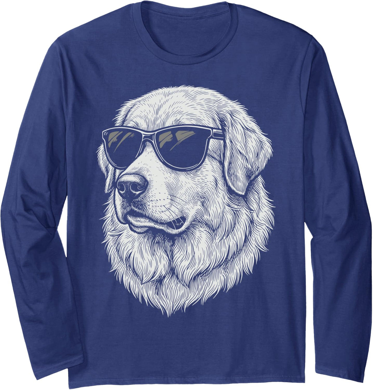 Great Pyrenees Sunglasses Long Sleeve T-Shirt - Adult Unisex Navy Blue