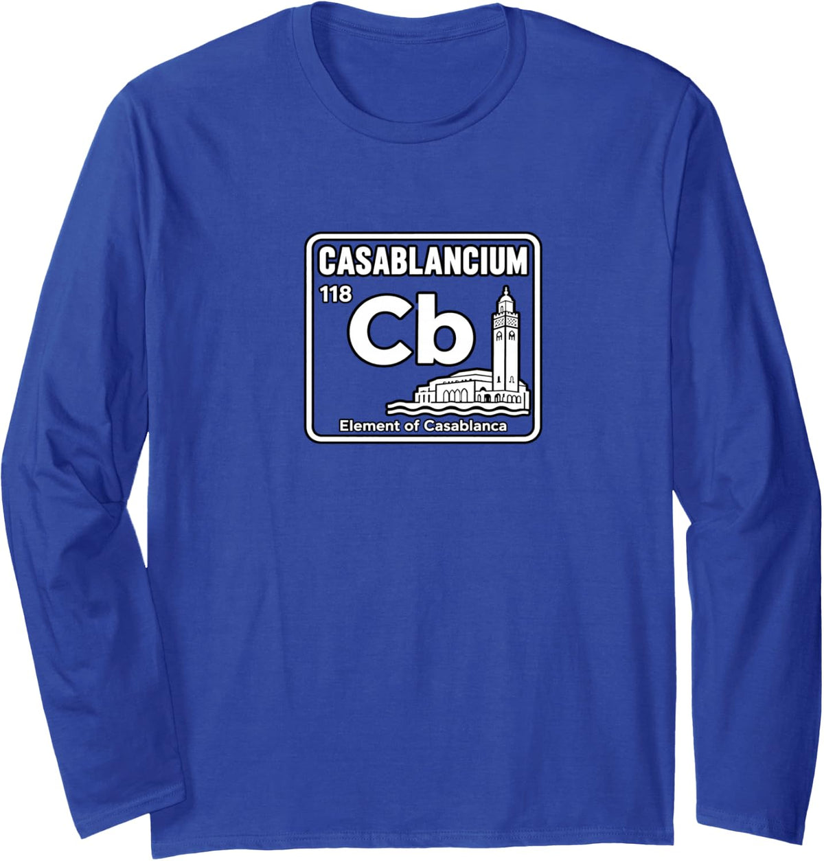 Funny Element in Periodic Table Casablancium Long Sleeve T-Shirt - Adult Unisex Royal Blue